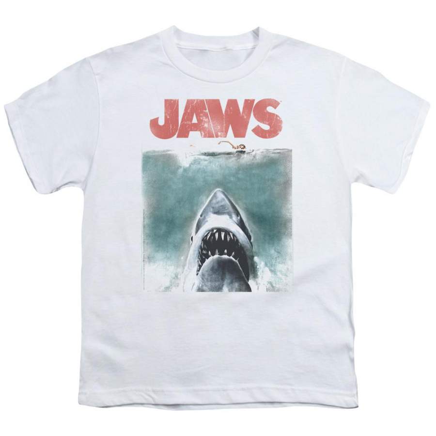 Jaws Vintage Poster Kids Youth T Shirt White