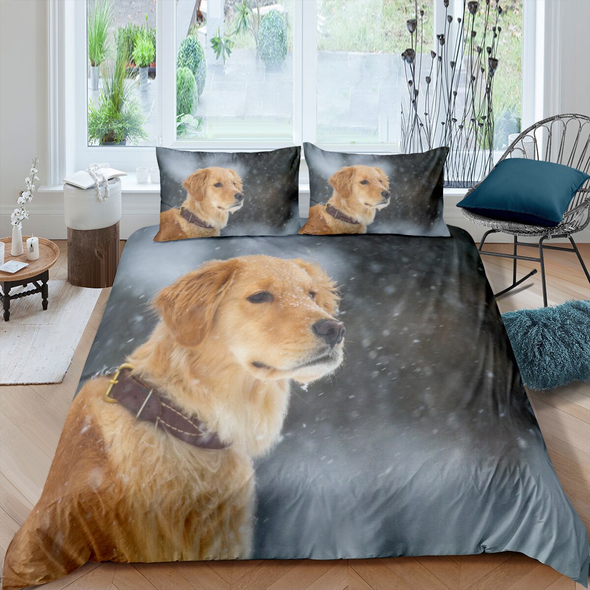 3D Cartoon Puppy Dog Bedding Set For Teen Adult Queen King Size Luxury Duvet Cover Sets Covers Pillowcases