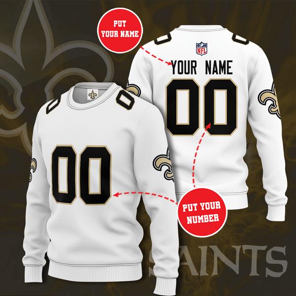 Personalized New Orleans Saints Football Team All Over Print 3D Sweatshirt-White