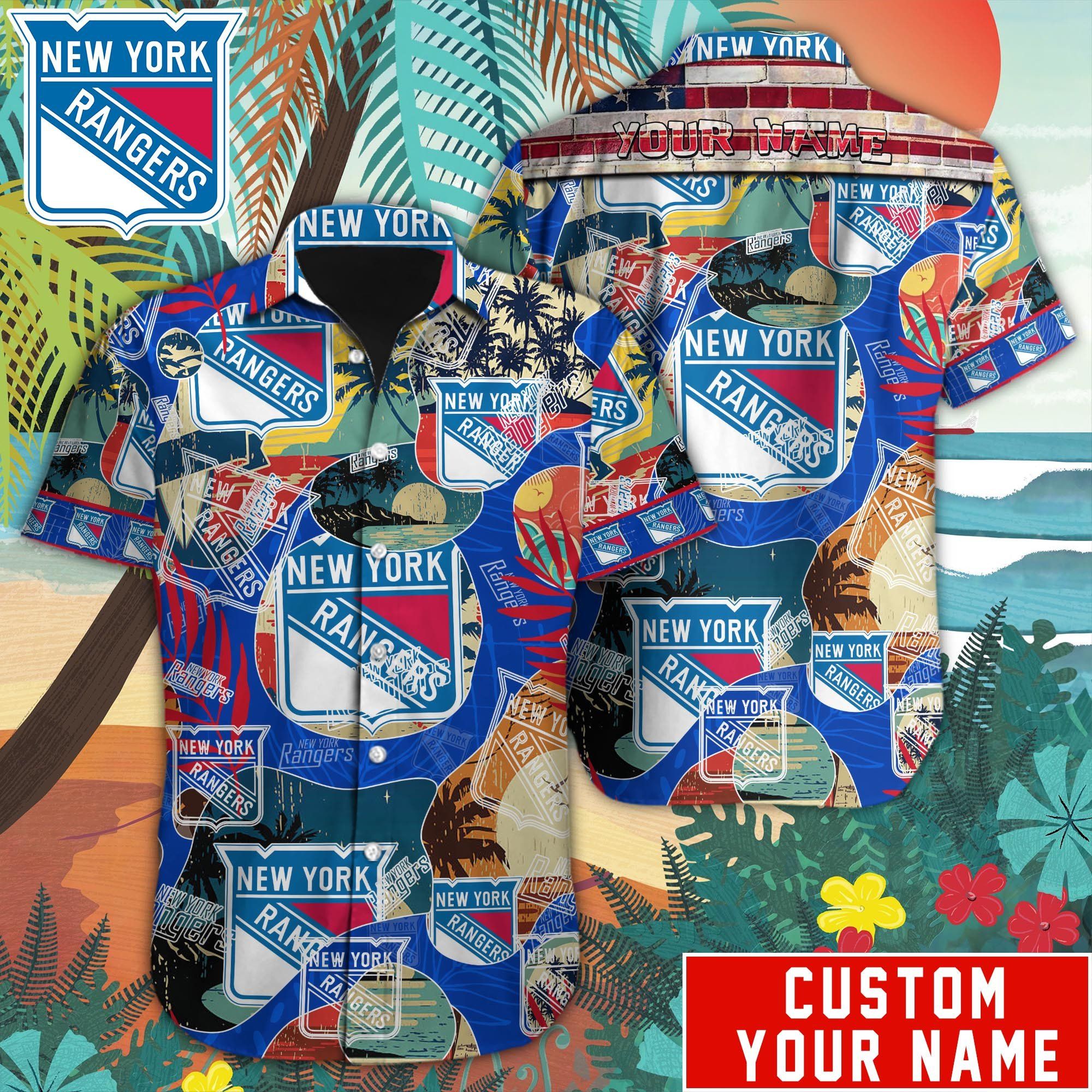 New York Rangers Custom Name Hawaiian Shirt