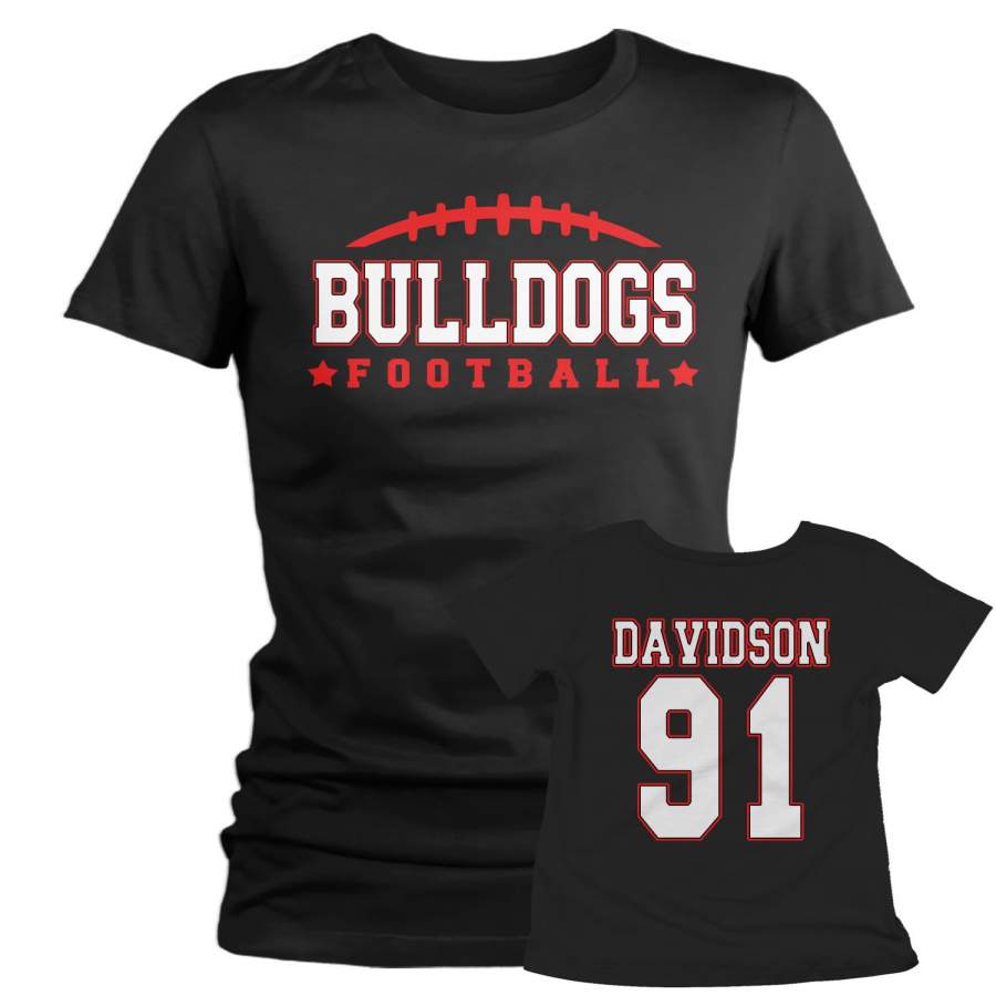 Women’s Personalized Football T Shirt Custom Football Mom Shirt Personalized Football Rear Printed Custom Shirts