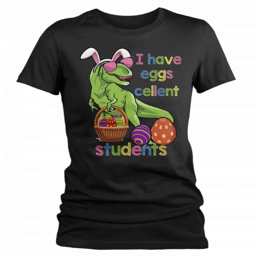 Women’s Funny Easter T Shirt Easter Teacher Shirt Funny T Rex Easter Shirt Eggscellent Students Shirt Cute Shirt