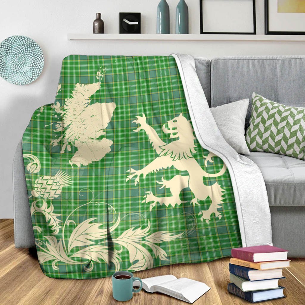 Tartan Blanket Currie Tartan Scotland Lion Thistle Map Plaid Blanket