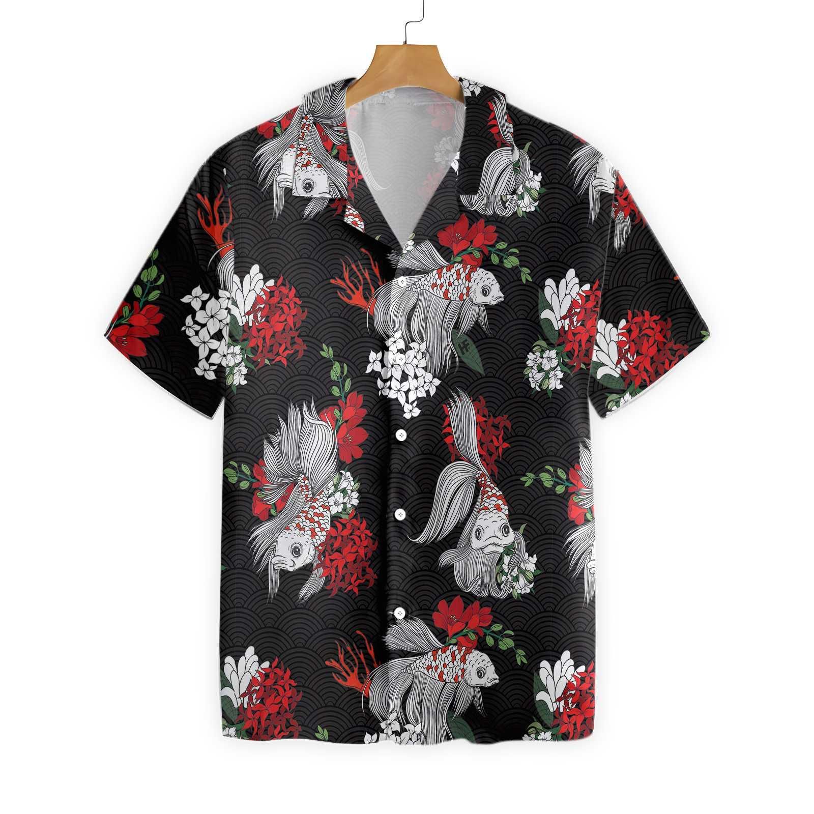 Koi Fish And Flowers Hawaii Shirt Ha37212