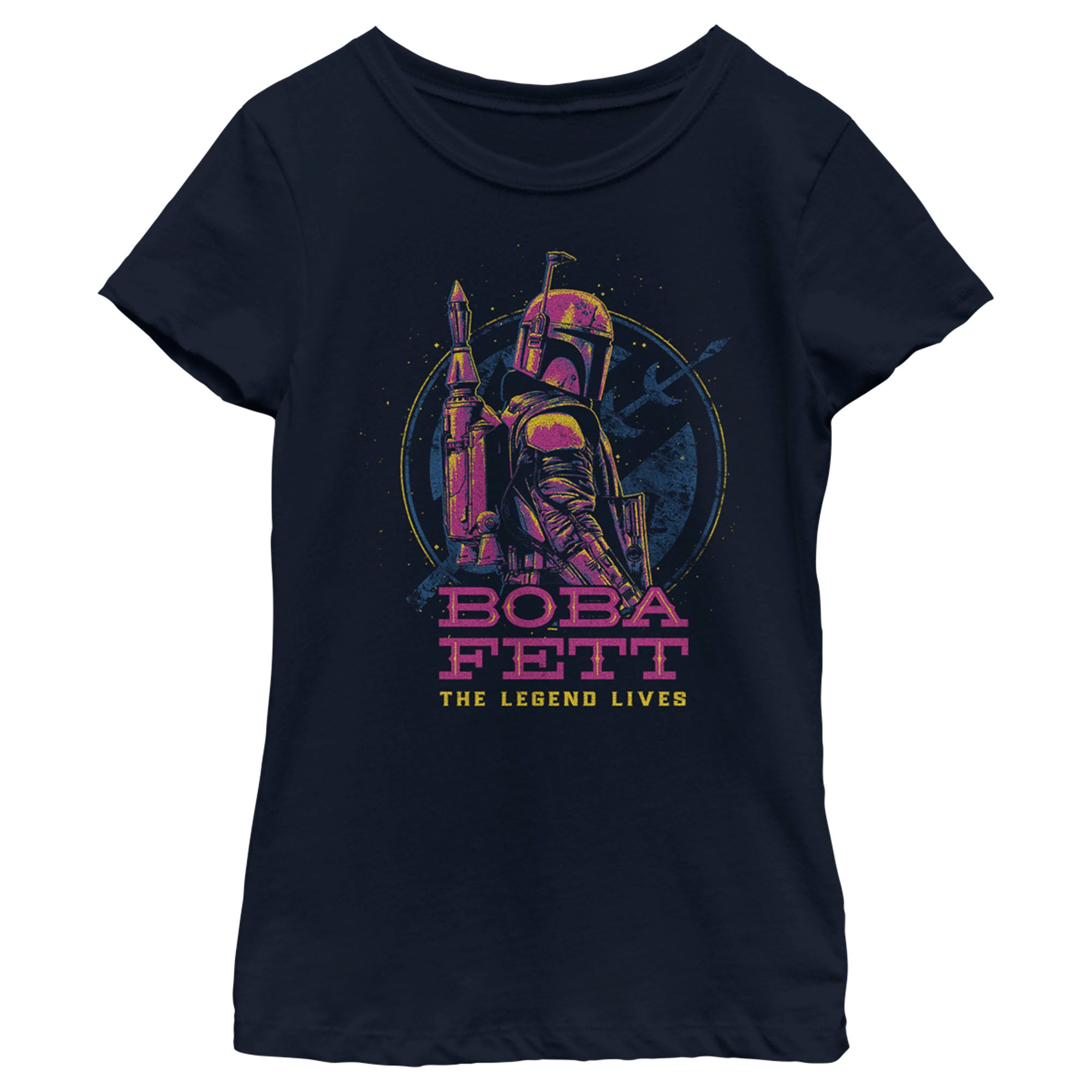 The Book Of Boba Fett Girl’S The Legend Lives Neon Retro  T-Shirt