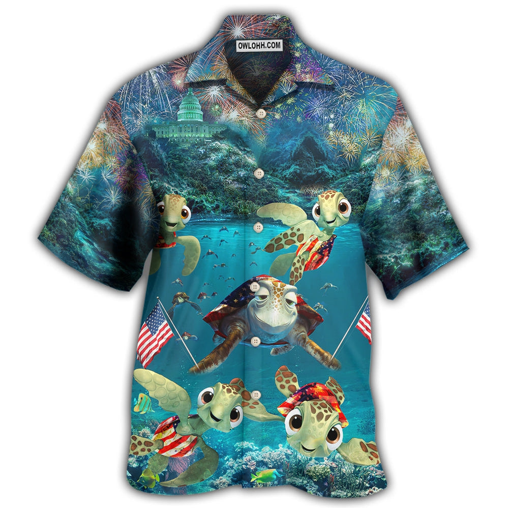 Turtle Independence Day Celebrate Under Sea – Hawaiian Shirt – Owl Ohh