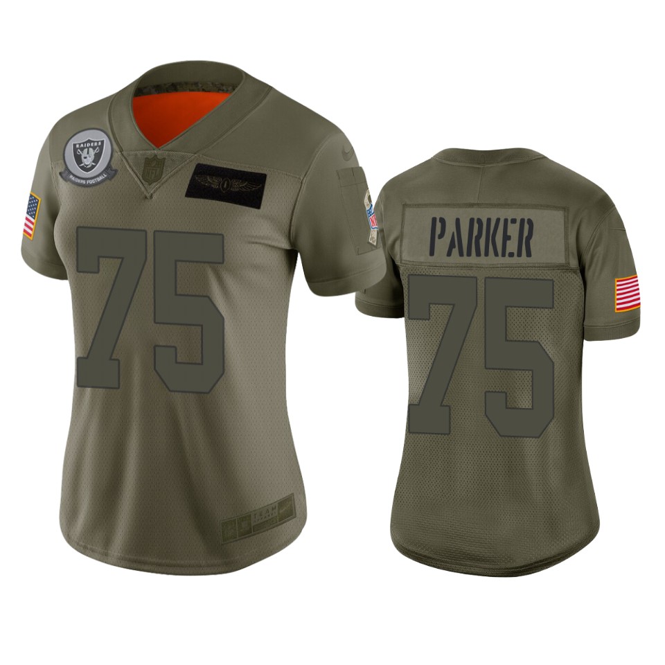 Womens Oakland Raiders Brandon Parker Camo 2019 Salute To Service Limited Jersey