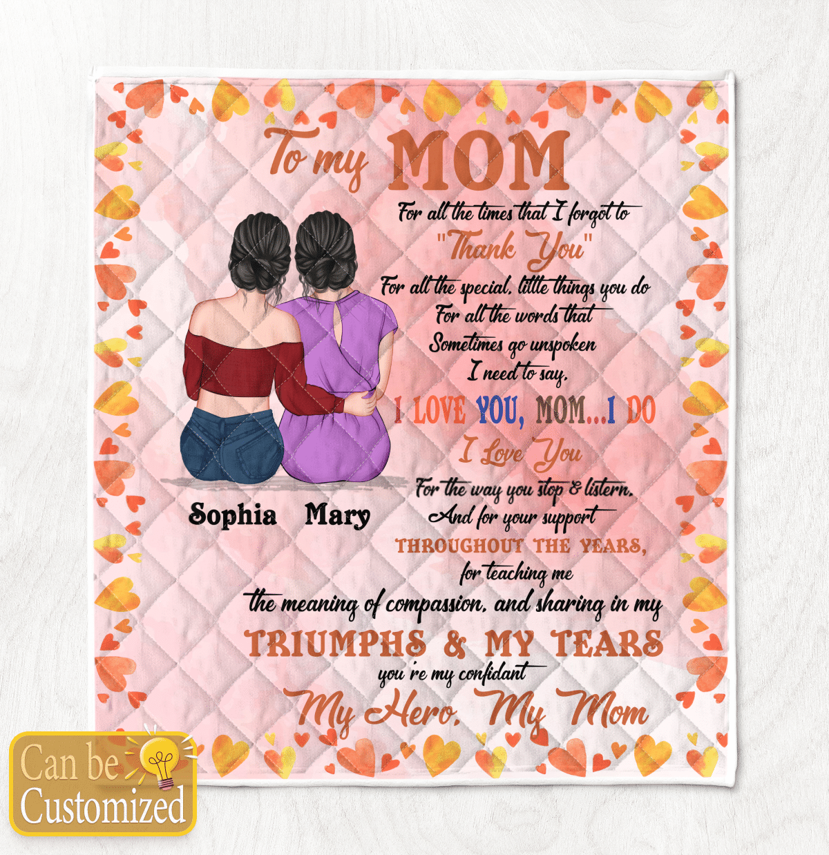 I Love You Mom – Blanket Quilt