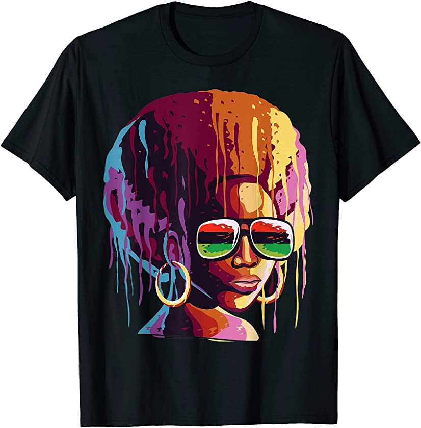 Black Queen Afro Melanin Art Juneteenth African Pride T-Shirt