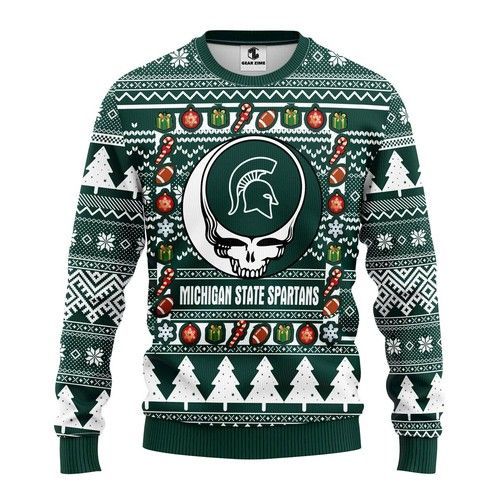 Michigan State Spartans Grateful Dead Ugly Christmas Sweater, All Over Print Sweatshirt T-Shirt