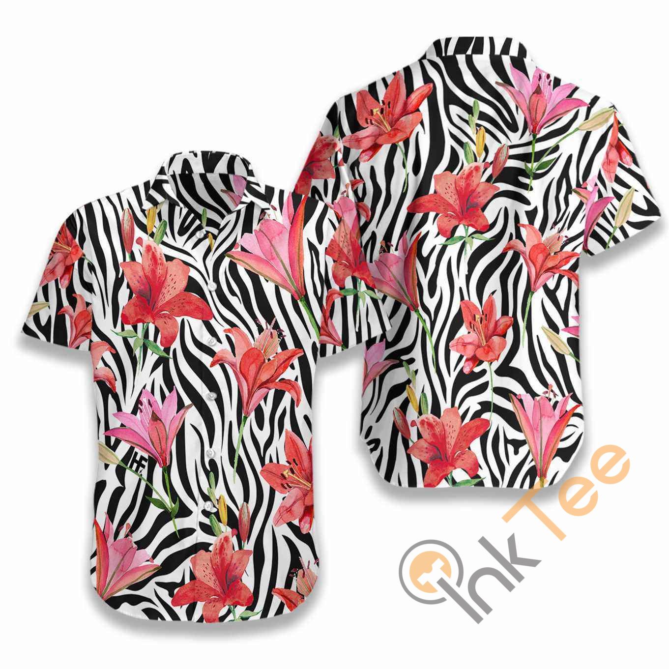 Lily Zebra Watercolor Painting Art Hawaii Shirts Ha56695