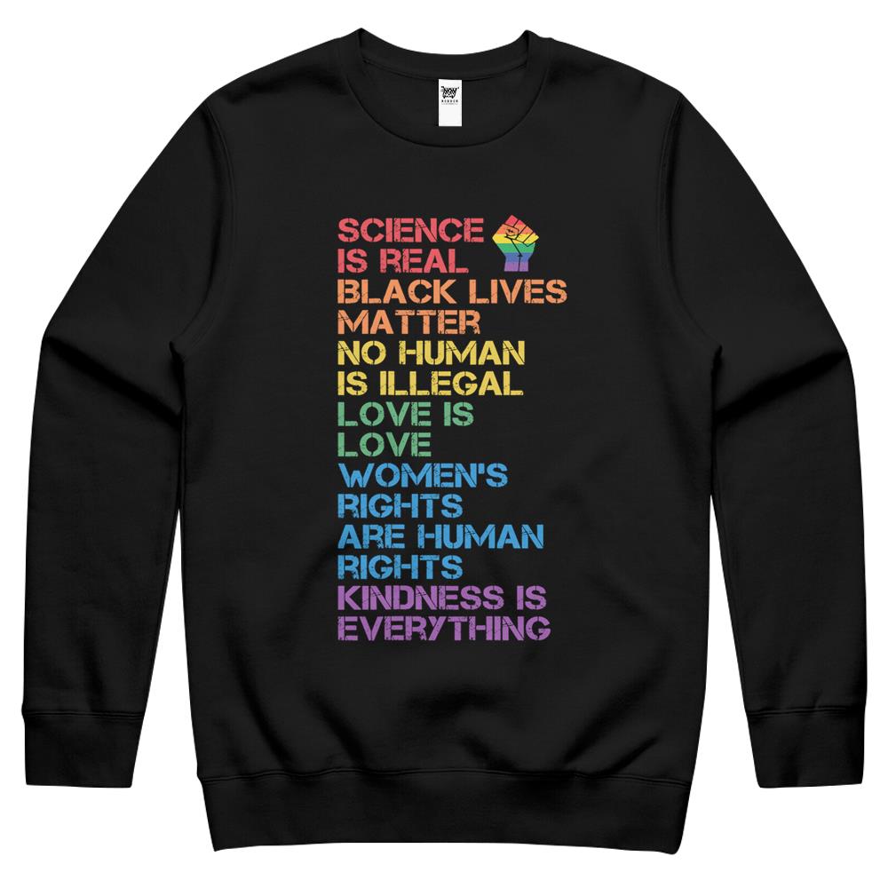 Science Is Real Black Lives Matter Rainbow Lgbt Pride Blm Crewneck Sweatshirt