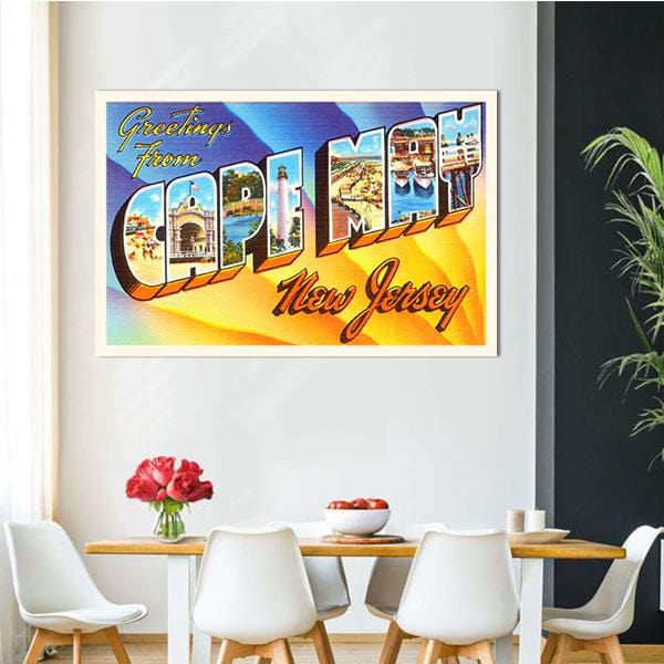 Canvas Artwork Cape May New Jersey Nj Vintage Travel Postcard Canvas Print Wall Art Home Decoration