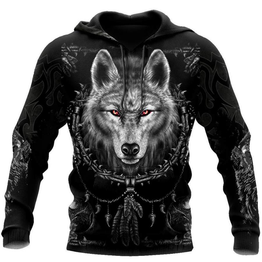 Black Wolf 3D Over Printed Hoodie Cloak for Men and Women-ML – Zeleton ...