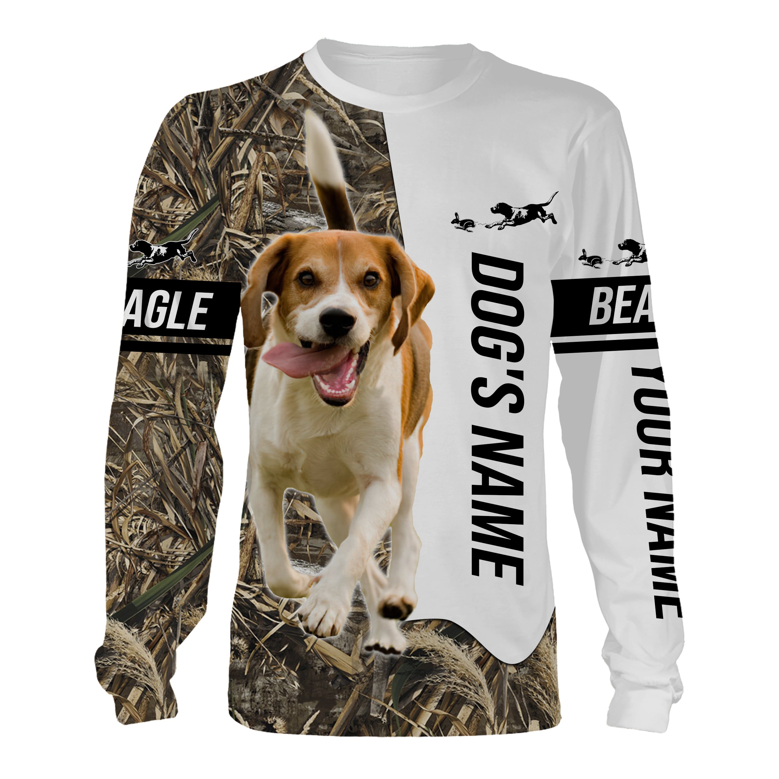 Rabbit Hunting Beagle Chasing Rabbit Custom Name Camo Full Printing Shirts – Fsd2747