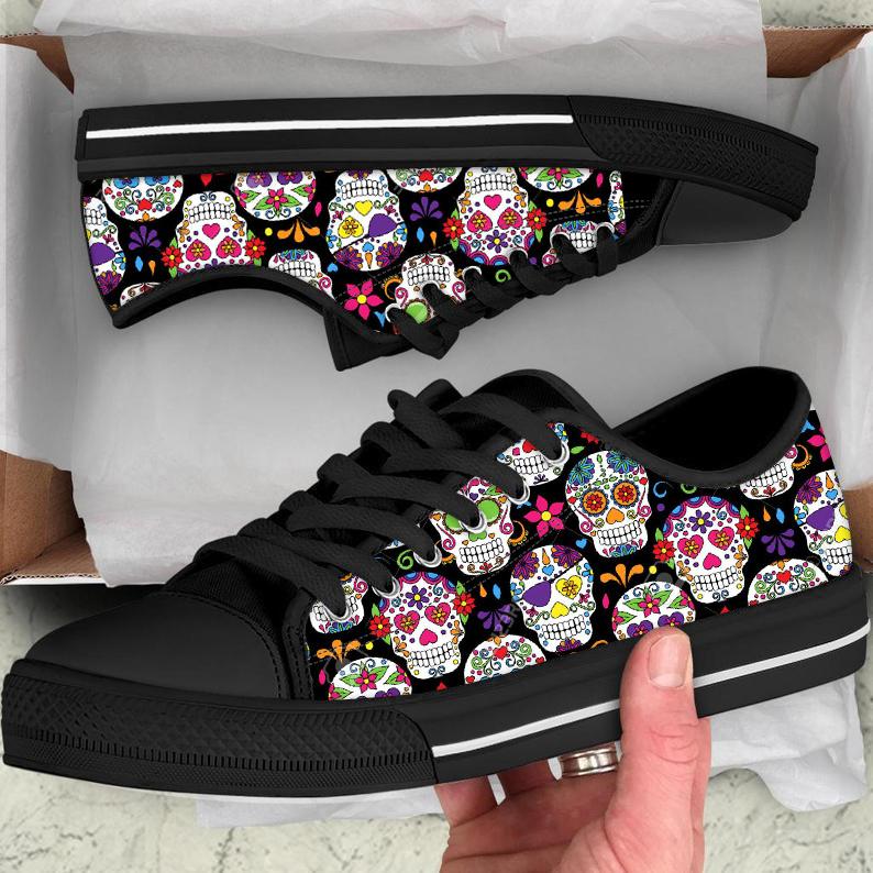 Skull20 Candy Pattern Low Top Canvas Shoes