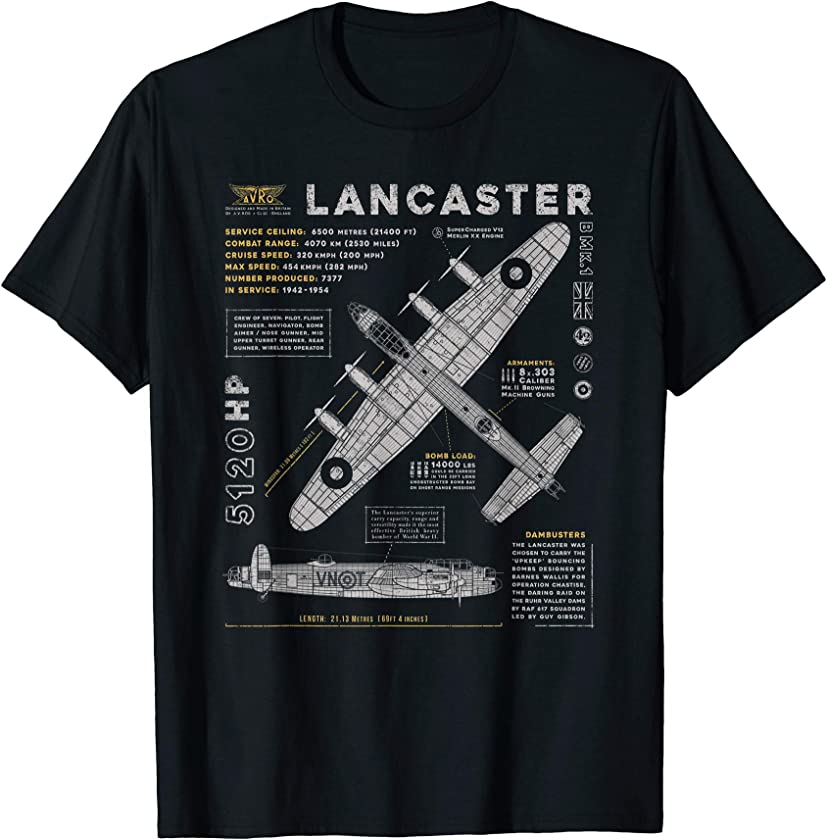 Avro Lancaster WWII RAF British Bomber – Vintage Dambusters T-Shirt