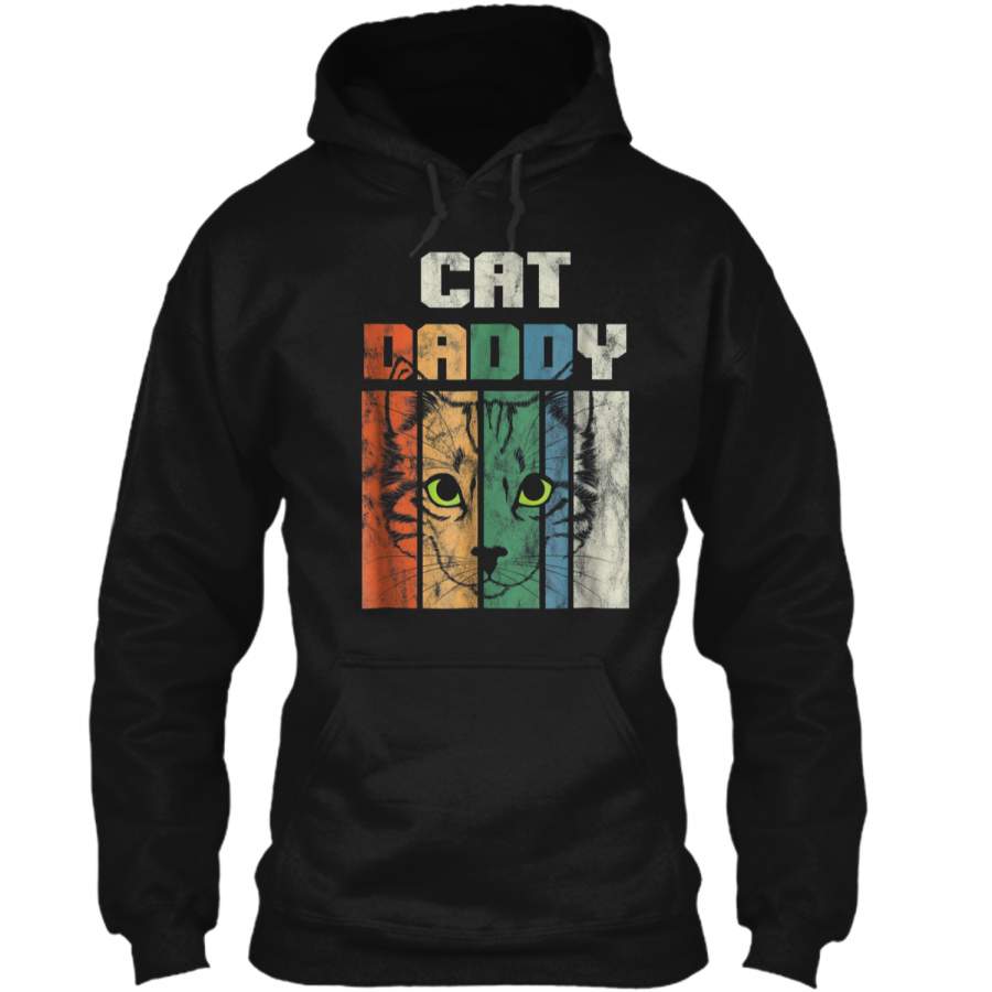 Retro Cat Dad Daddy Cool Kitten Lover Vintage  Pullover Hoodie 8 oz