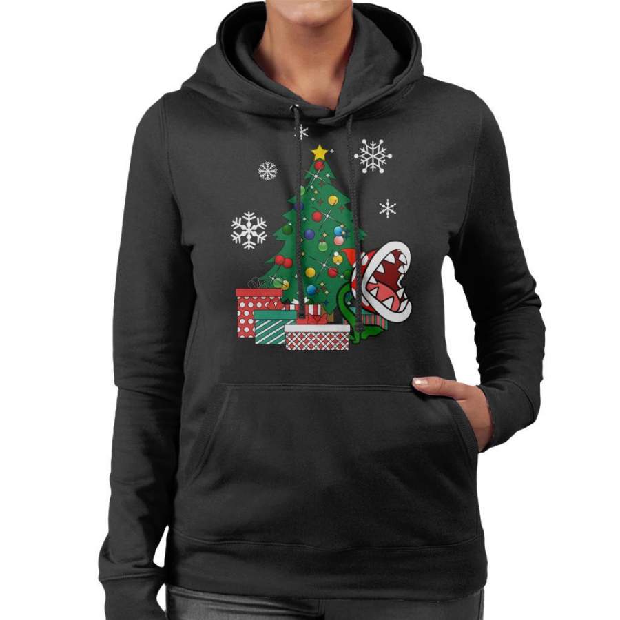 Piranha Plant Around The Christmas Tree Mario Women’s Hooded Sweatshirt