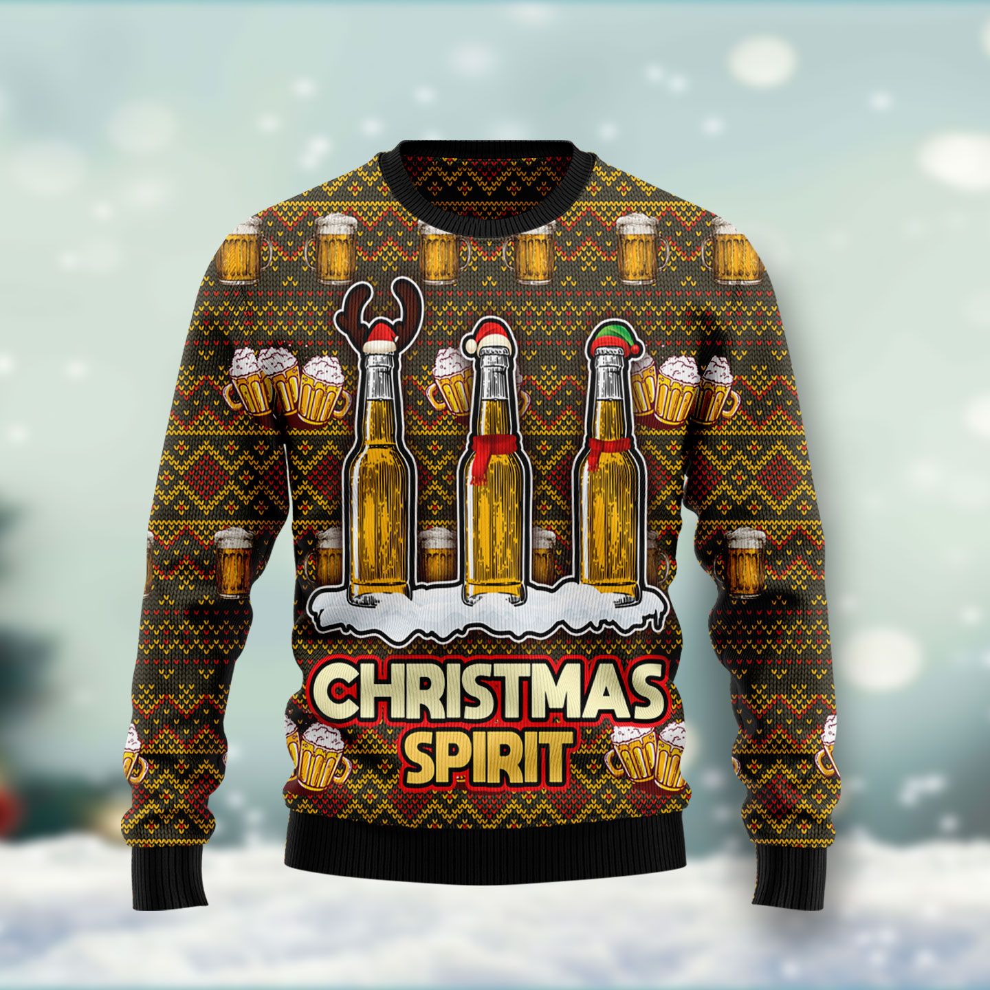 Spirit Beer Ugly Christmas Sweater | For Men & Women | Adult | Us4390