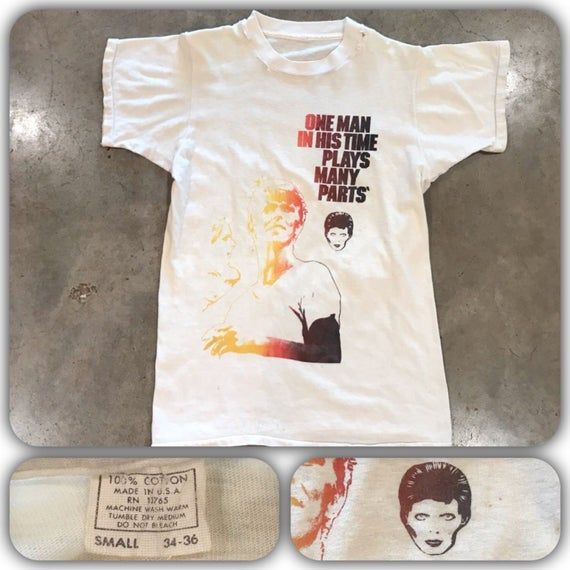 Vintage RARE Original 1977 David Bowie Promo Tour Tee Shirt 70s Psych Rock Punk Paper Thin Burnout Concert Shirt Roadie Andy Warhol Glam