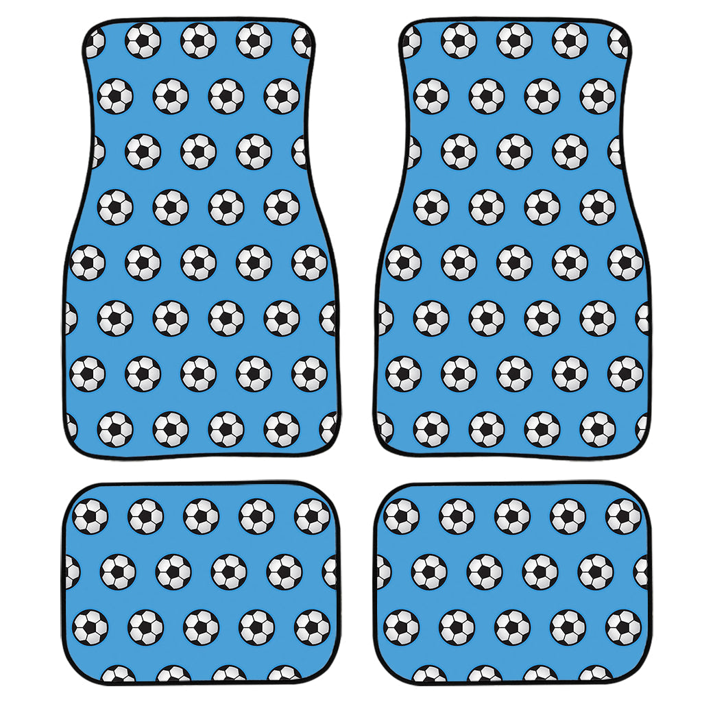 Blue Soccer Ball Pattern Print Front And Back Car Floor Mats, Front Car Mat