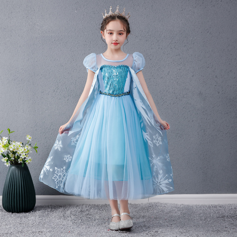 snow queen summer new fancy girls dress Anna and Elsa dress festival birthday party dress cosplay princess costume alx