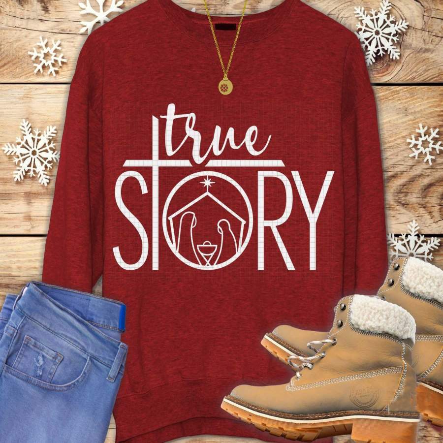 Nativity christmas, true story, christian tshirt design, baby Jesus christmas sublimation t-shirt