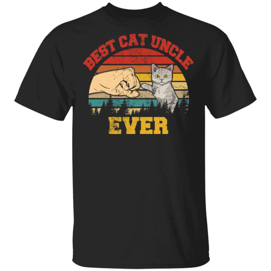 Vintage Retro Best Cat Uncle Ever Cat Lover Owner Fans Matching Shirt For Family Funny Men Gifts T-Shirt