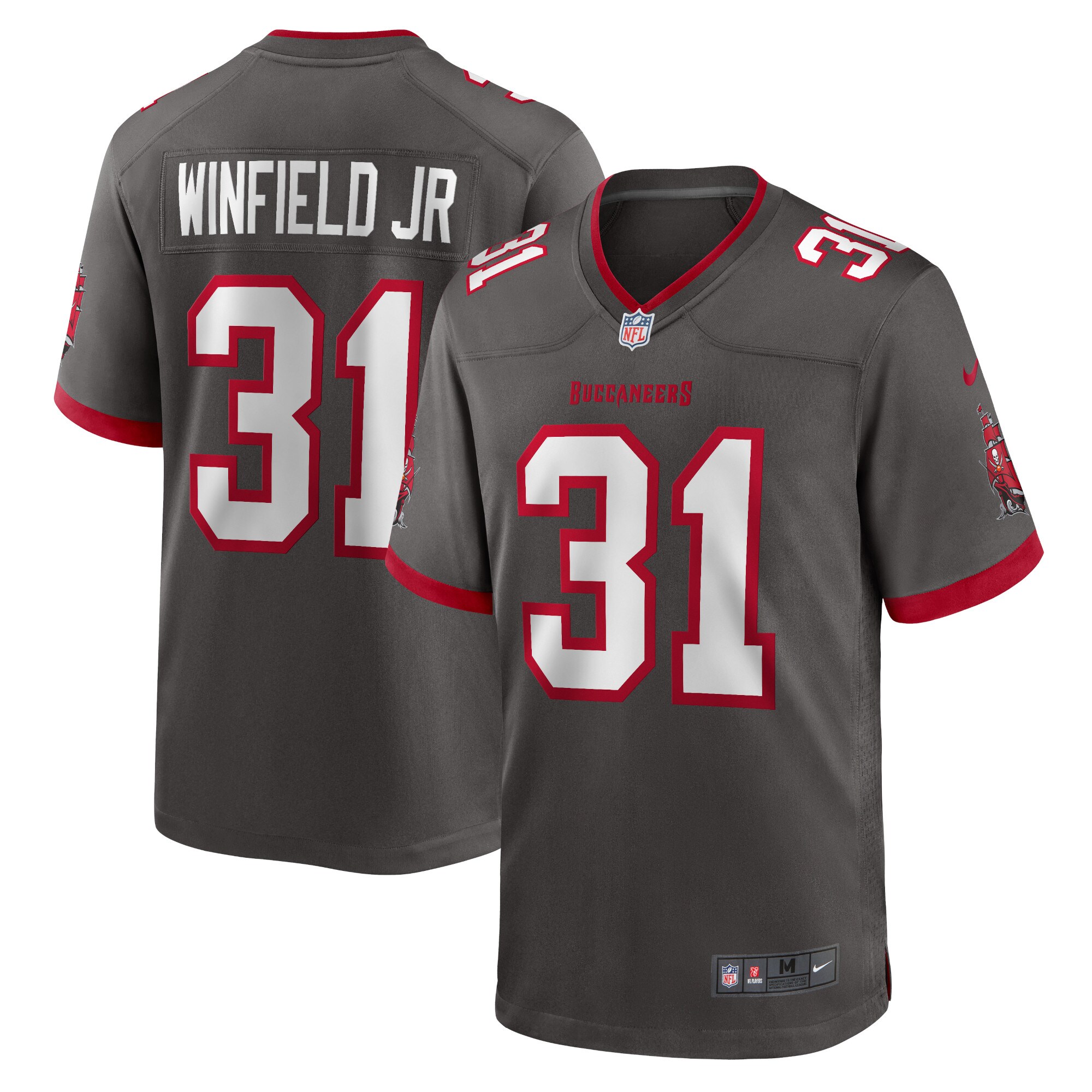 Men’s Tampa Bay Buccaneers Antoine Winfield Jr. Pewter Game Jersey