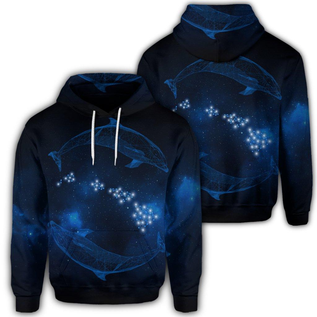 Hawaiian Map Galaxy Zodiac Dolphin Polynesian Hoodie