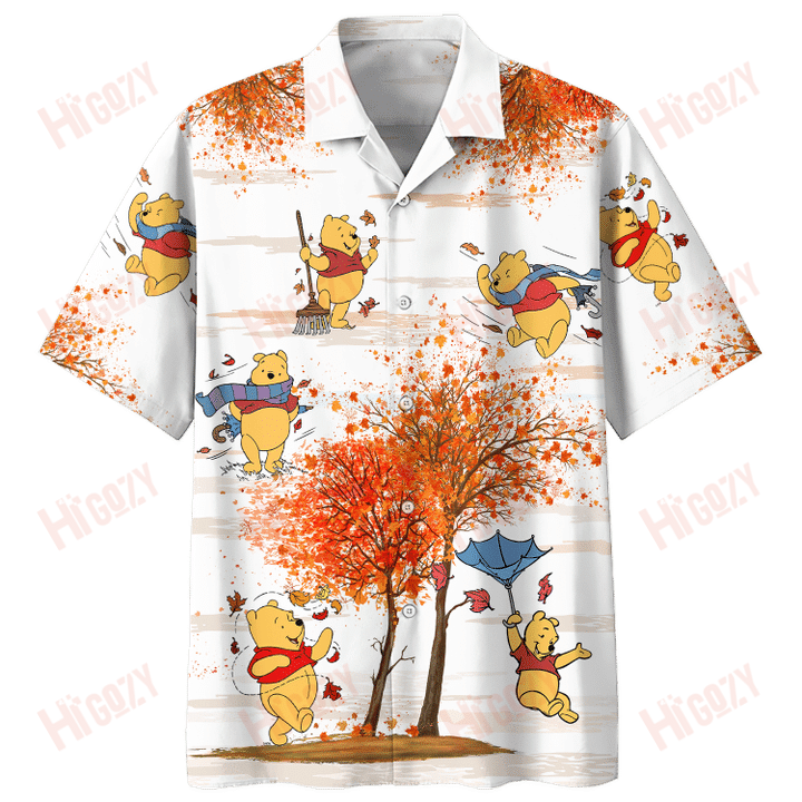 Winnie-The-Pooh, Pooh Bear,  Cartoon Shirts, Cartoon Beach Shorts Hawaiian Sleeve Shirts Hawaiian Shirts For Woman/For Men