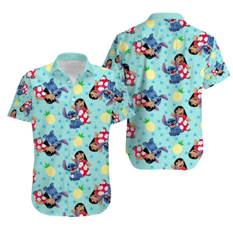 Lilo Stitch And Friend Hawaii Graphic Print Short Sleeve Hawaii Casual Shirt Ha29244