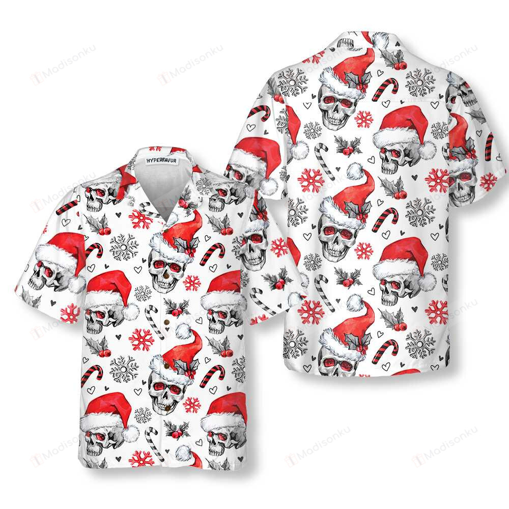 Christmas Skulls With Candy Canes Hawaiian Shirt