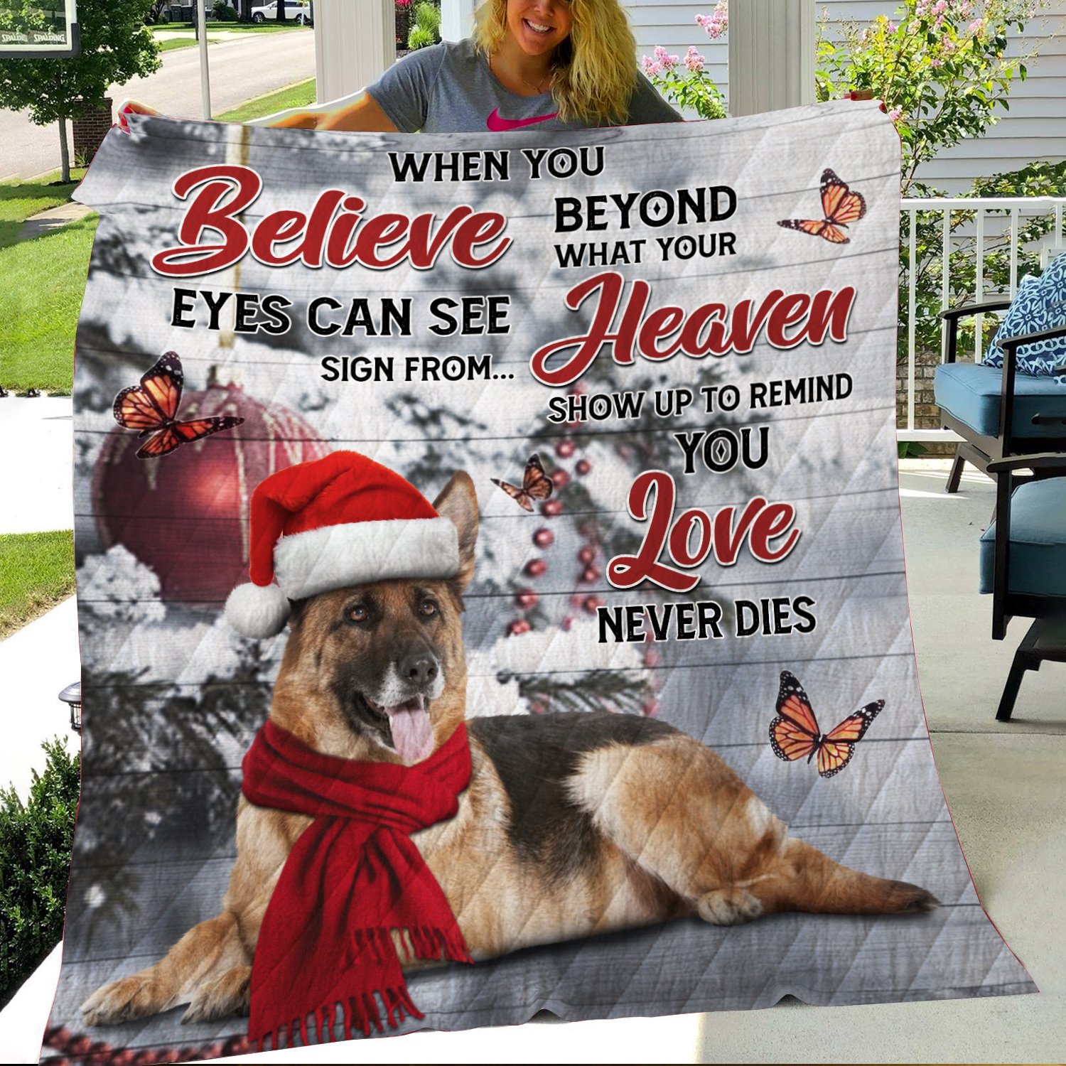 When you Believe Beyond What Your Eyes Can See Heaven- German Shepherd – Quilt Blanket