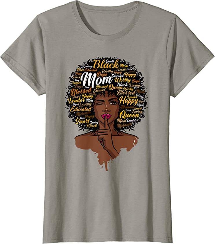 Womens Happy Mother’s Day Black Mom Queen Afro African Woman T-Shirt