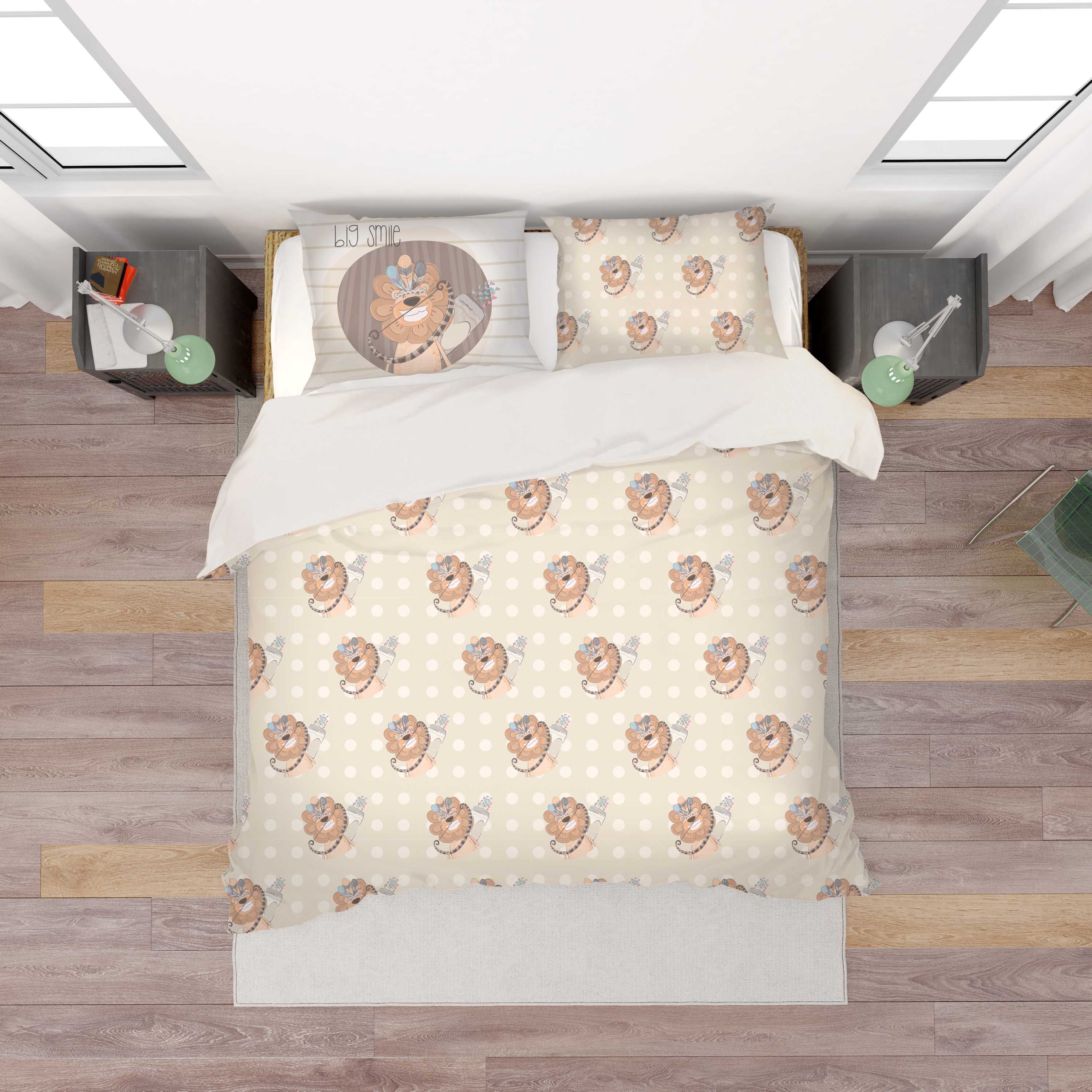 3D Cartoon Lion Quilt Cover Set Bedding Set Pillowcases 95