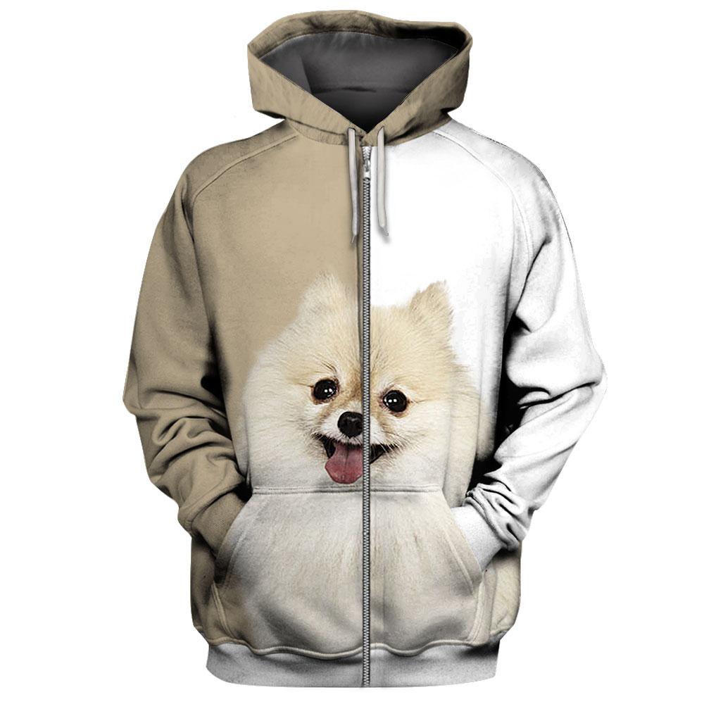 Pomeranian 3D Full Printing Zip Hoodie