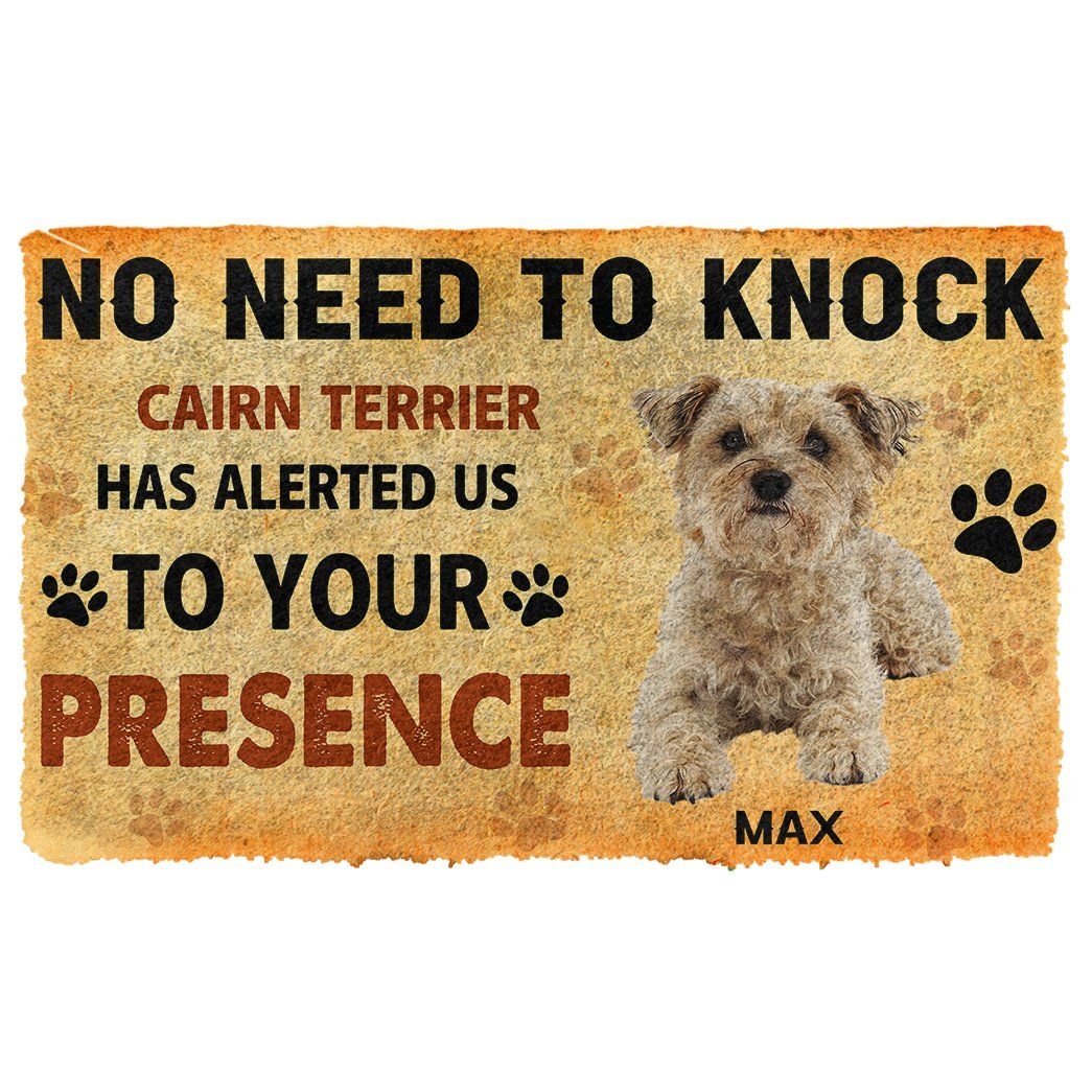 Gearhuman 3D No Need To Knock Cairn Terrier Dog Custom Name Doormat