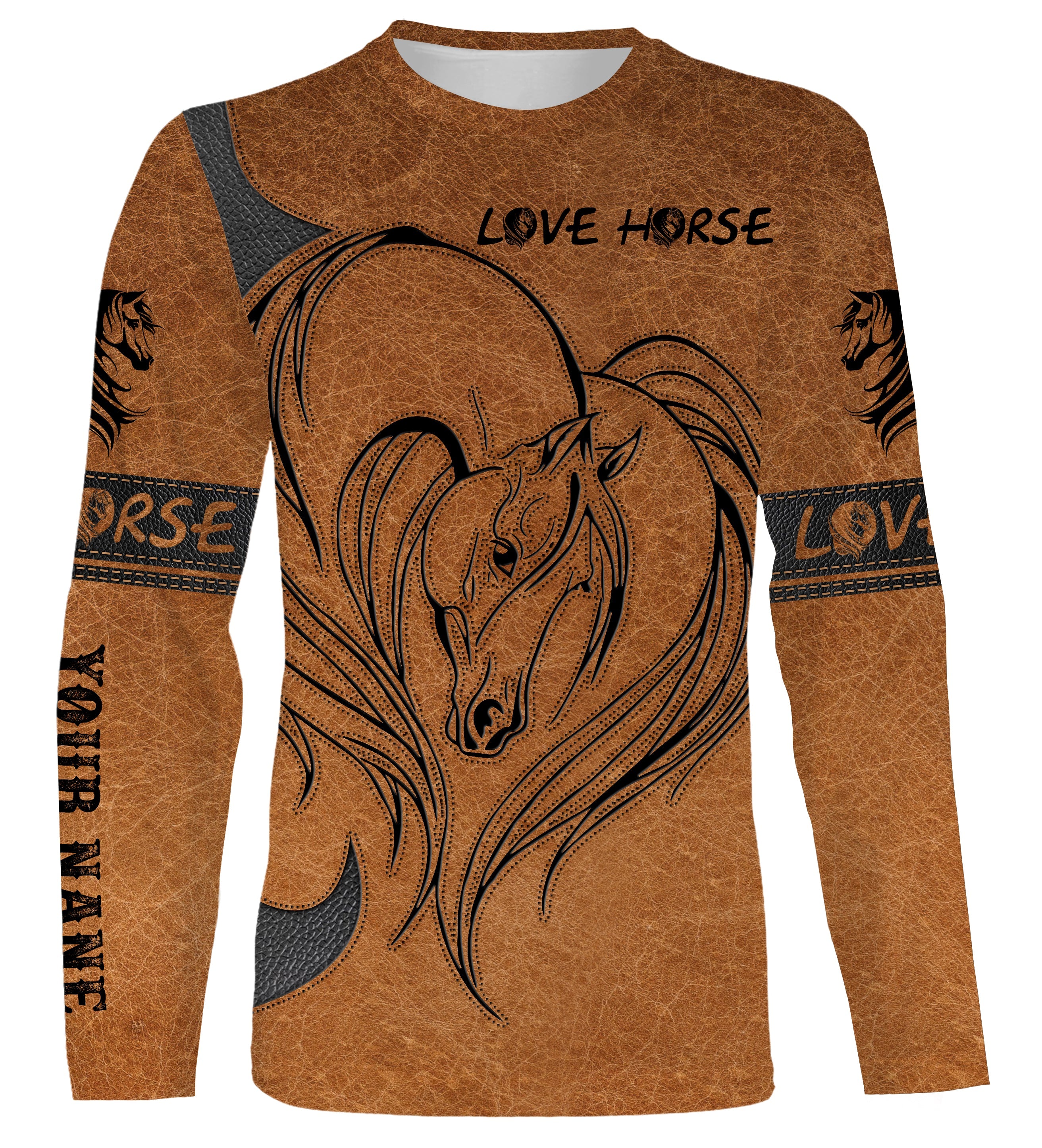 Love Horse Tattoo 3D Brown Shirt Custom Name Cute Horse Shirts, Animal Shirts, Girls Horse Riding Clothes For Men, Women, Kid Nqs2786