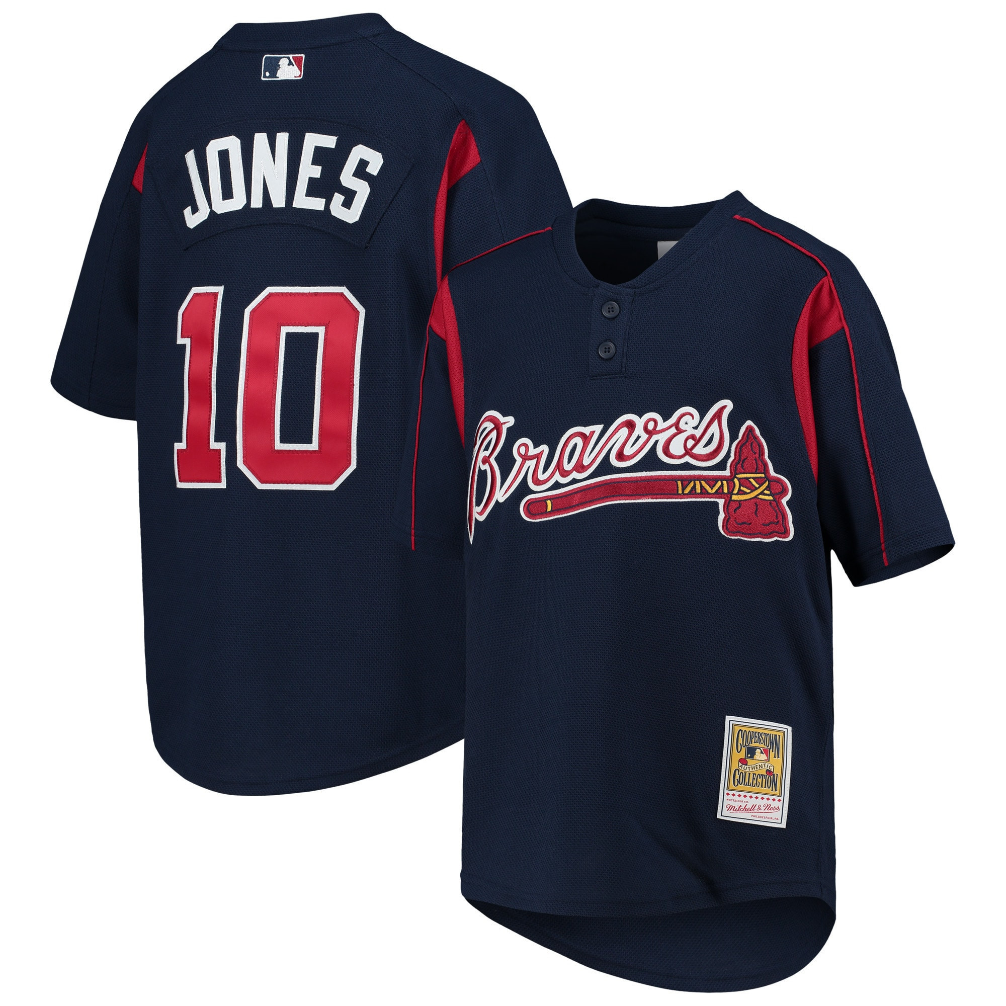 Chipper Jones Atlanta Braves Mitchell & Ness Cooperstown Collection Mesh Batting Practice Jersey – Navy MLB Ver 1