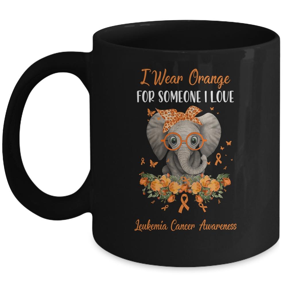 I Wear Orange For Leukemia Cancer Awareness Ribbon Elephant Mug