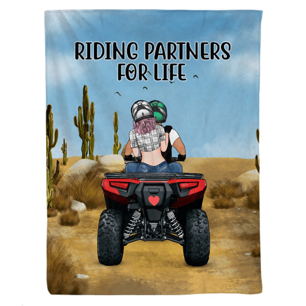 All-Terrain Vehicle Riding Couple – Riding Partners For Life Fleece Blanket Home Decor Bedding Couch Sofa Soft And Comfy Cozy