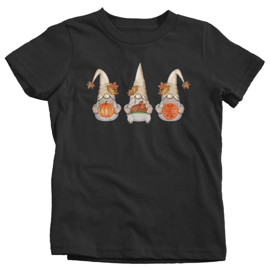 Kids Thanksgiving Gnomes T Shirt Cute Gnome Shirt Fall Pumpkin Vintage Fall Tee Boho Cute Pie Tee Turkey Gnome Tshirt