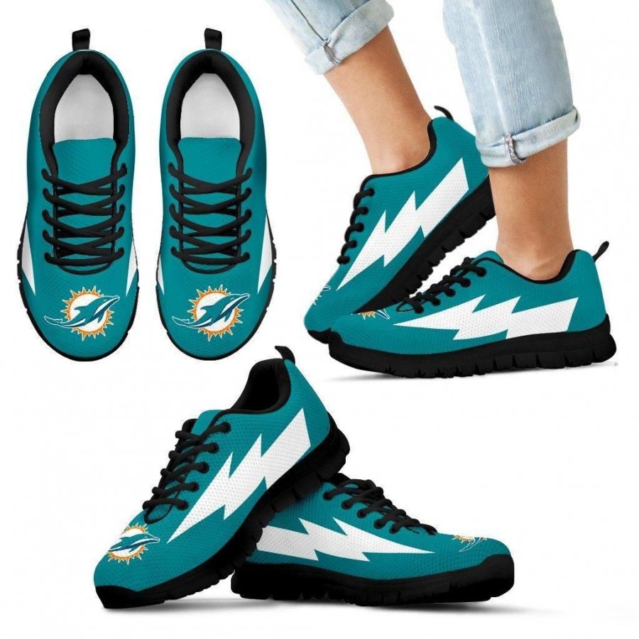 Interesting Miami Dolphins Sneakers Thunder Lightning Amazing Logo