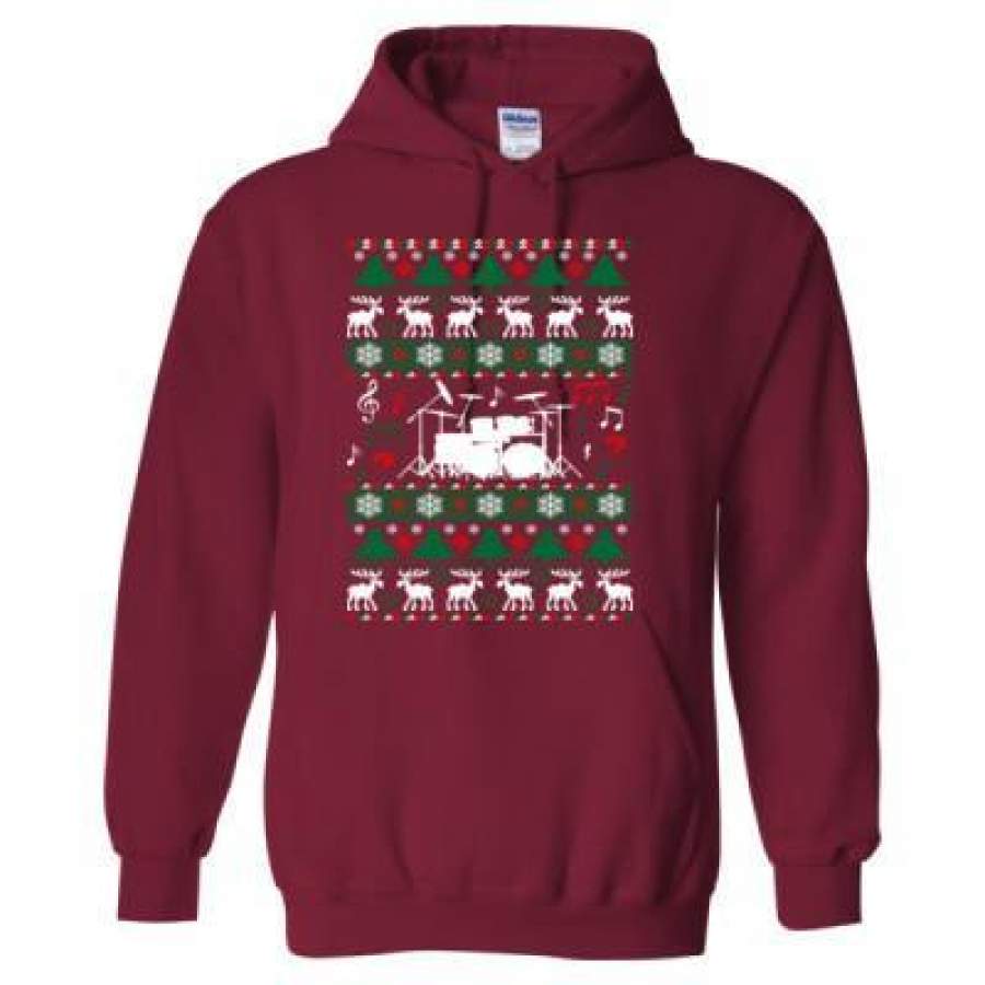 AGR Drums Drummer Ugly Christmas Sweater – Heavy Blend™ Hooded Sweatshirt