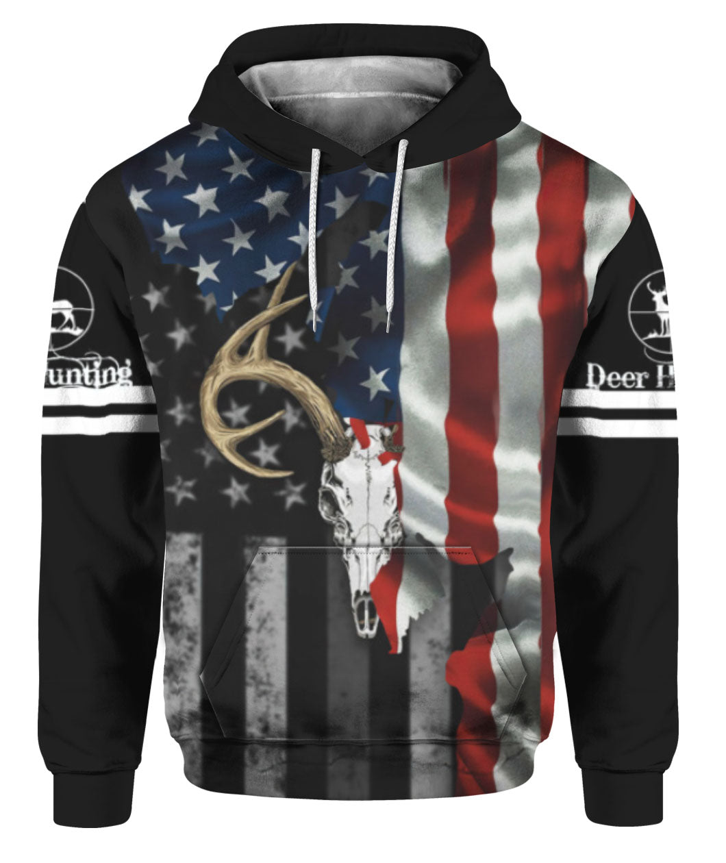 Oragontee Deer Skull American Flag 3D All Over Print | For Men & Women | Adult | Ht4224