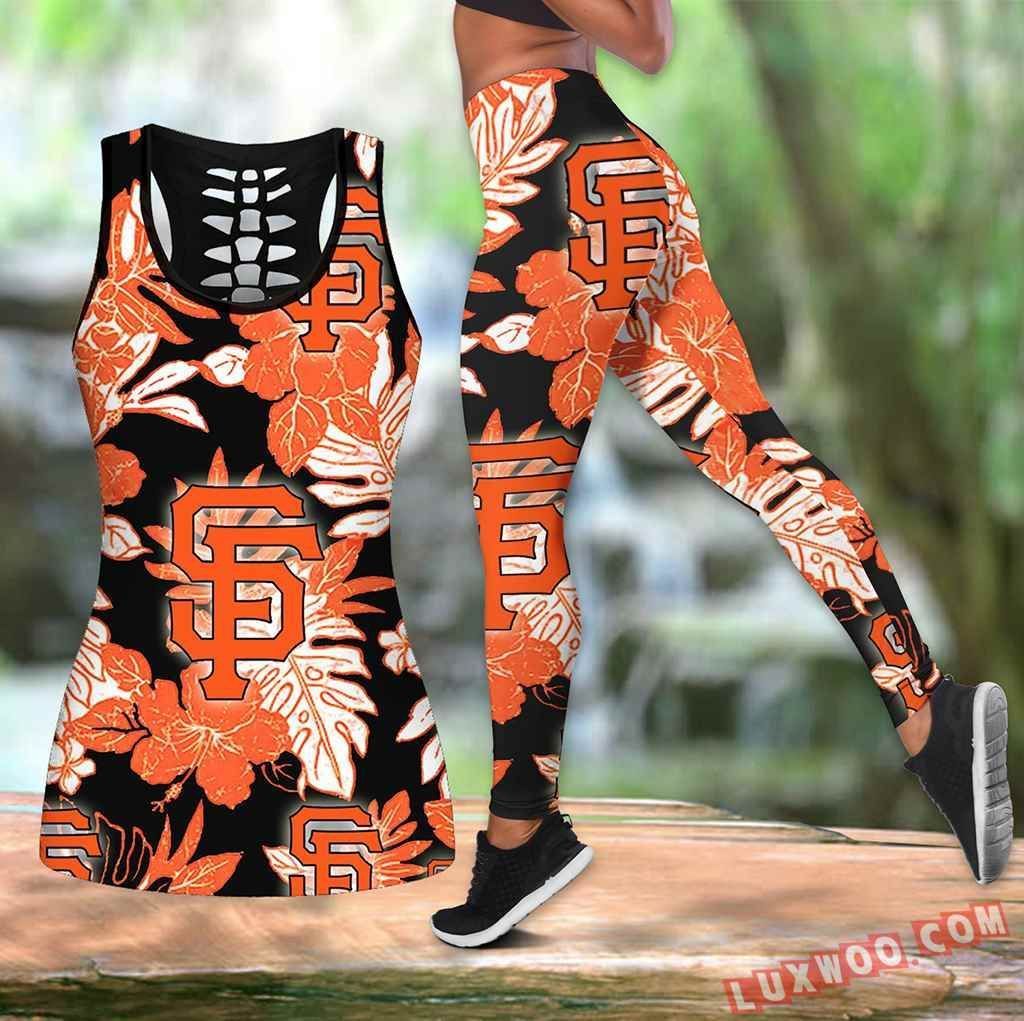 Combo San Francisco Giants Hawaiian Tropical Flower Hollow Tanktop Legging Set Outfit K1565