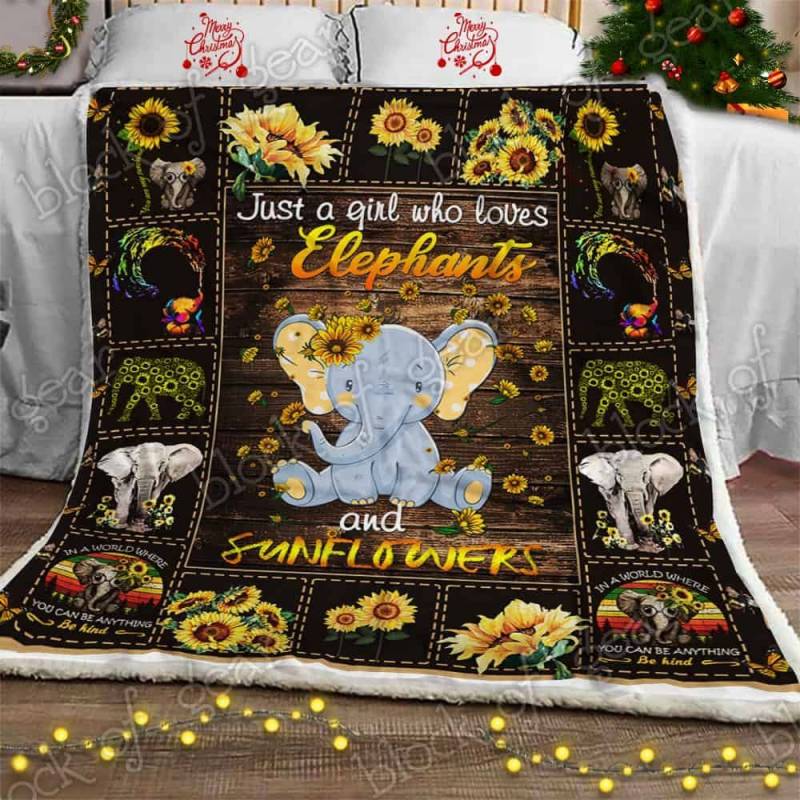 Just A Girl Who Loves Elephants And Sunflowers JQQ2182 Fleece Blanket