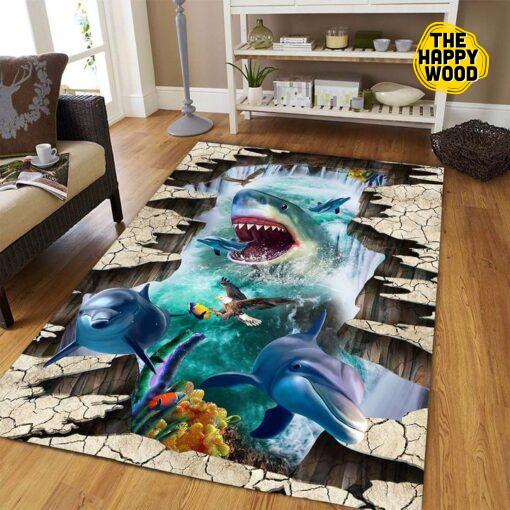 Shark World 3D Rectangle Carpet Rug